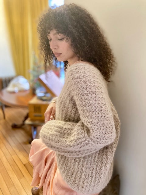 Chunky Waffle Mohair / Merino V Neck Jumper