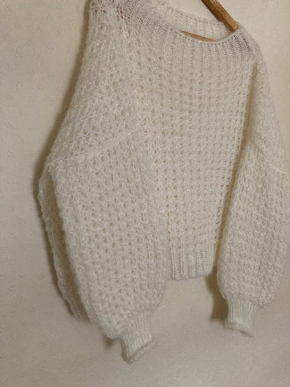 Waffle Chunky Mohair Round Neck Jumper